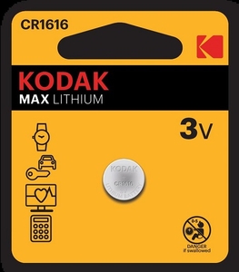 CR1616 Kodak MAX BL1 Lithium 3V (1/60/240)