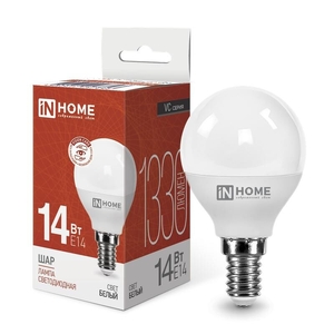Лампа светодиодная LED-ШАР-VC 8Вт шар 6500К холод. бел. E14 760лм 230В IN HOME