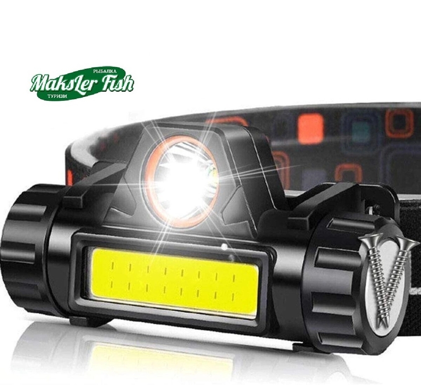 Фонарик налобный аккум ZOOM, магнит, Т6 + COB LED YYC-101-2 (60/240)