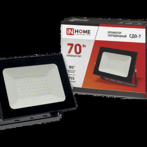 Прожектор светодиодный СДО-7 70Вт 6500К IP65 6300лм 230В черн. IN HOME