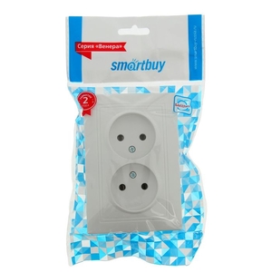 Розетка Smartbuy 2 местн., внутренняя, 10А, без заземл., белая, Венера (SBE-01w-10-S2-N-c) 43251