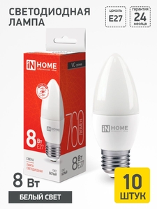 Лампа светодиодная LED-СВЕЧА-VC 8Вт свеча 6500К холод. бел. E14 760лм 230В IN HOME