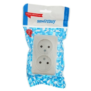 Розетка Smartbuy 2 местн., наружная, 10А, без заземл., белая, Юпитер (SBE-03w-10-S2-N-c) 43732