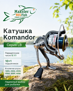 Катушка Komandor 5.1:1, 10+1 подшип., LB1000
