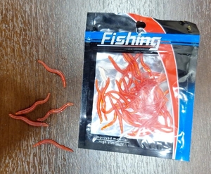 Силикон Fishing ЧЕРВЬ красный 40шт, 4см