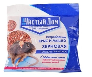 Приманка зерновая ЧИСТЫЙ ДОМ от крыс и мышей пакет 100гр Арт.03-016 (5)