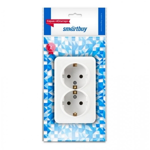 Розетка Smartbuy 2 местн., наружная, 16А, заземл., белая, Юпитер (SBE-03w-16-S2-Z-c) 43749