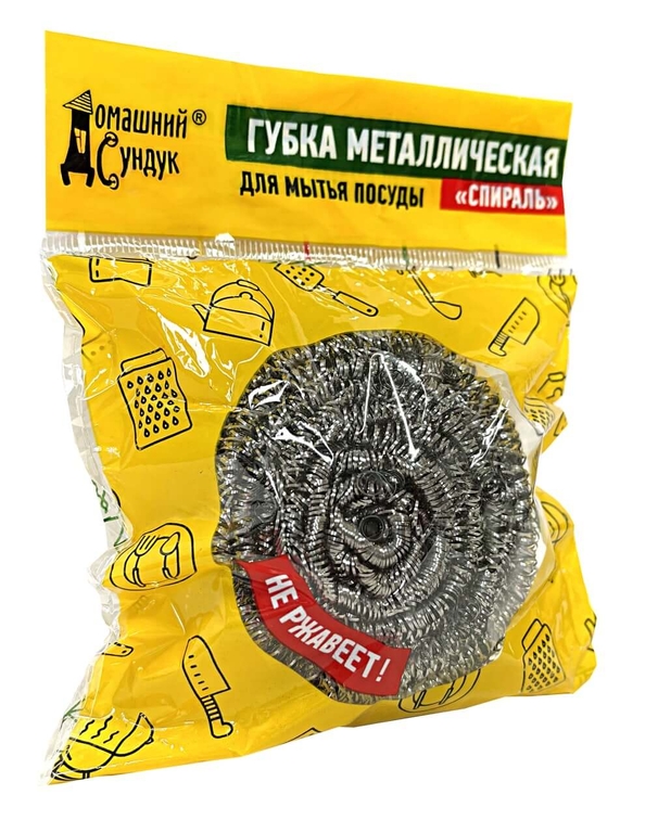 Губка для посуды металлическая "Спираль" 20гр, 12шт на карте ДС-366 (12/720)