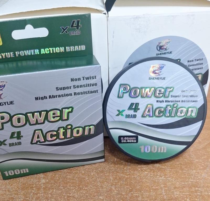 Шнур плетенный 4Х Power Action, 100м, 0,40мм (5/10)