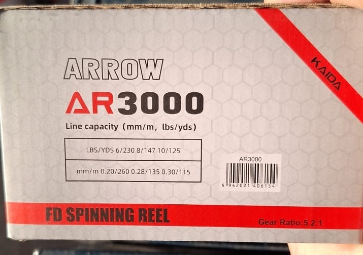 Катушка Kaida Arrow с леской, 8+1 подш., 5.2:1, AR3000