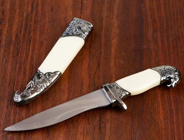Сувенирный нож, ножны серебро, слоновая кость, клинок 20 см XK-509 (4387954)